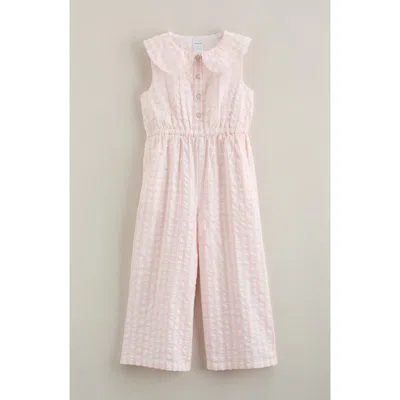 Nordstrom Kids' Peter Pan Collar Cotton Seersucker Jumpsuit In Pink