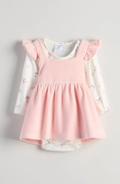 Nordstrom Babies'  Kids' Pinafore Dress & Long Sleeve Bodysuit Set In Pink
