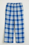 Nordstrom Kids' Plaid Flannel Pajama Pants In Blue
