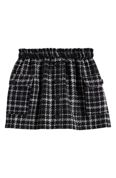 Nordstrom Kids' Plaid Tweed Cargo Skirt In Black- White Audrey Plaid