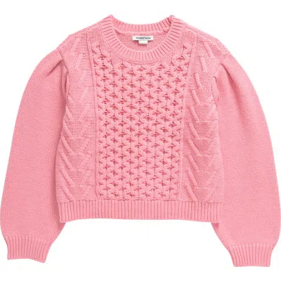 Nordstrom Kids' Pleat Sleeve Sweater In Pink Shore