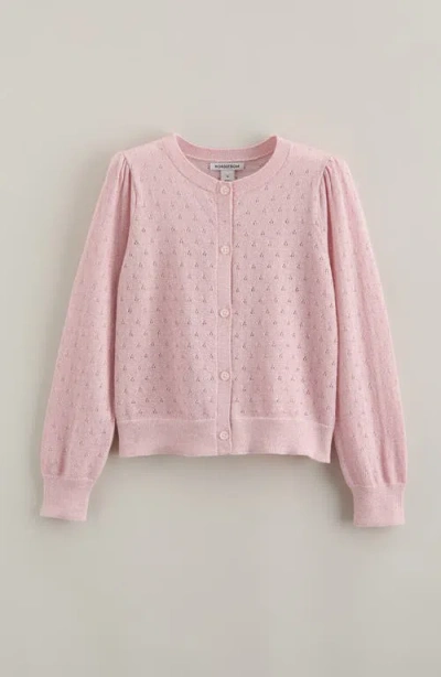Nordstrom Kids' Pointelle Sparkle Cardigan In Pink