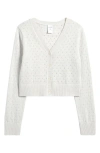 Nordstrom Kids' Pointelle Sparkle Cardigan In Ivory Egret
