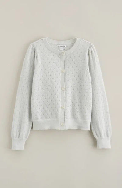 Nordstrom Kids' Pointelle Sparkle Cardigan In Neutral