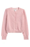 Nordstrom Kids' Pointelle Sparkle Cardigan In Pink Lotus