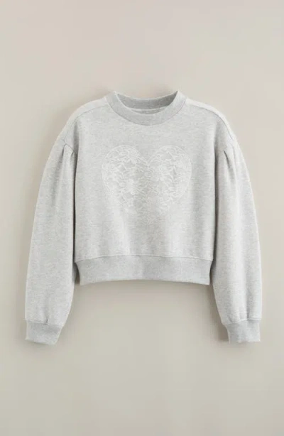 Nordstrom Kids' Pretty Lace Appliqué Sweatshirt In Gray