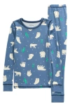 Nordstrom Kids' Print Fitted Cotton Pajamas In Blue Colony Polar Bears