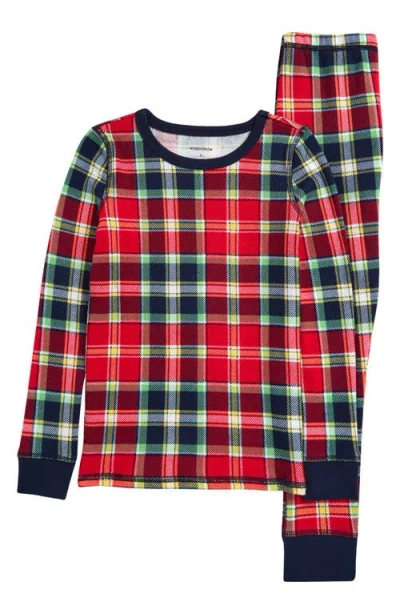 Nordstrom Kids' Print Fitted Cotton Pajamas In Red Lollipop Travis Plaid
