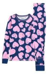 Nordstrom Kids' Print Fitted Cotton Two-piece Pajama Set In Blue