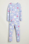 Nordstrom Kids' Print Fitted Cotton Two-piece Pajama Set In Blue