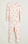 Nordstrom Kids' Print Fitted Cotton Two-piece Pajama Set In Nude