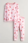 Nordstrom Kids' Print Fitted Cotton Two-piece Pajama Set In Pink
