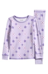 Nordstrom Kids' Print Fitted Cotton Two-piece Pajama Set In Purple Petal Lattice