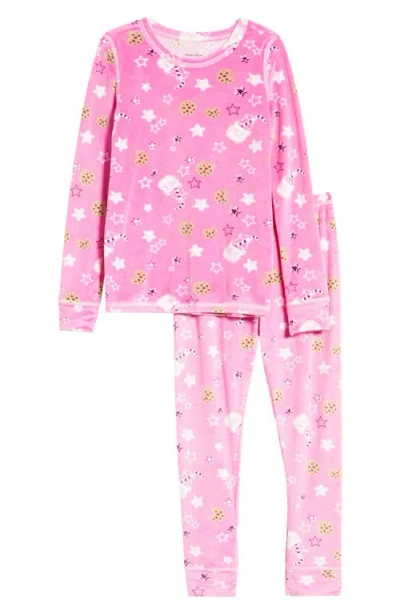 Nordstrom Kids' Print Fitted Fleece Two-piece Pajama Set In Pink