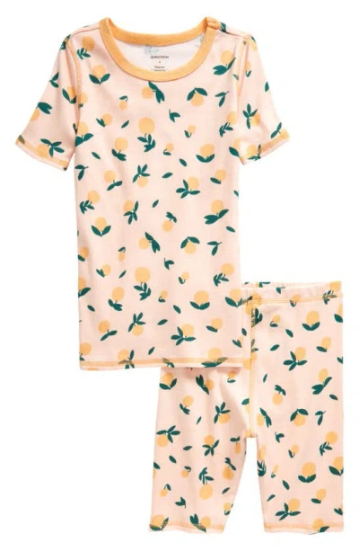 Nordstrom Kids' Print Fitted Two-piece Short Pajamas In Pink English Citrus Fruit