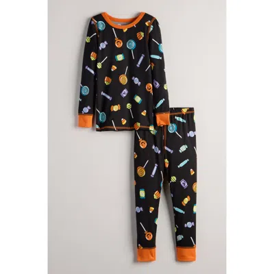 Nordstrom Kids' Print Fitted Two-piece Pajamas In Black Halloween Candy