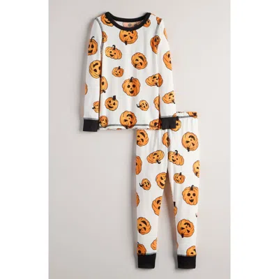 Nordstrom Kids' Print Fitted Two-piece Pajamas In Ivory Jack-o-lanterns
