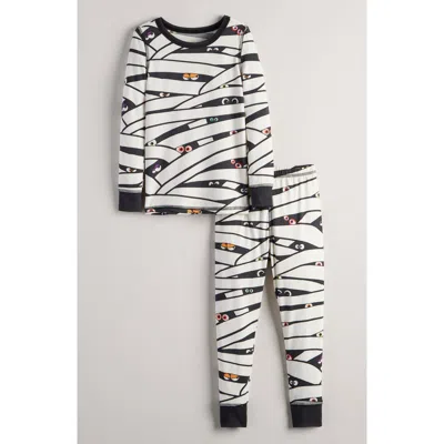 Nordstrom Kids' Print Fitted Two-piece Pajamas In Ivory Multi Eyes Mummy