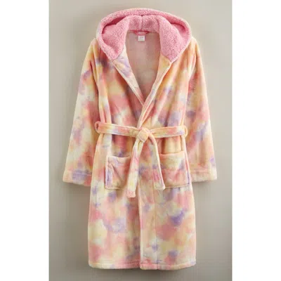 Nordstrom Kids' Print Fleece Hooded Robe In Pink