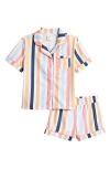 Nordstrom Kids' Print Two-piece Short Pajamas In Coral Sugar- Multi Stripe