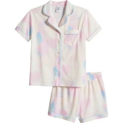 Nordstrom Kids' Print Two-piece Short Pajamas In Pink Lotus Dreamy Clouds