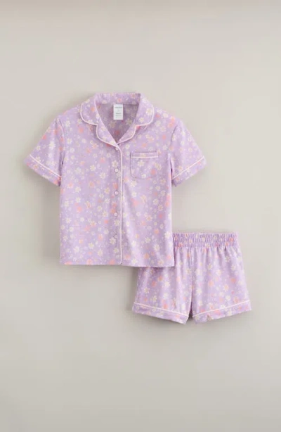 Nordstrom Kids' Print Two-piece Short Pajamas In Purple