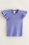 Nordstrom Kids' Rib Flutter Sleeve T-shirt In Purple