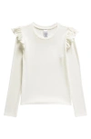 NORDSTROM NORDSTROM KIDS' RIB SHOULDER RUFFLE LONG SLEEVE T-SHIRT