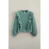 Nordstrom Kids' Ruffle Cotton Pointelle Sweater In Green