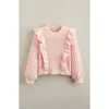 Nordstrom Kids' Ruffle Cotton Pointelle Sweater In Pink