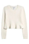 Nordstrom Kids' Ruffle Rib Crop Sweater In White