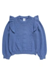 Nordstrom Kids' Ruffle Shoulder Crewneck Sweater In Blue Colony