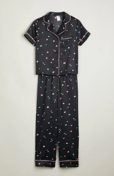 Nordstrom Kids' Satin Pajamas In Black