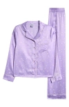 Nordstrom Kids' Satin Pajamas In Purple Aster Star Toss