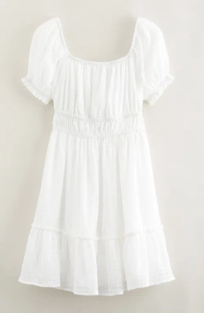 Nordstrom Kids' Shirred Tie Back Cutout Dress In White