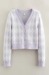 Nordstrom Kids' Sparkle Argyle Knit Cardigan In Purple