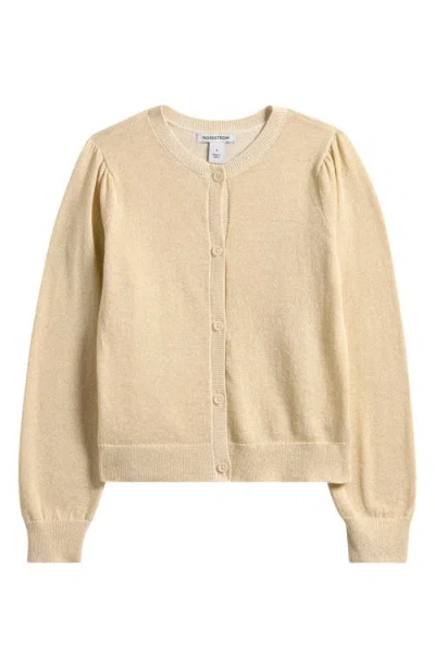 Nordstrom Kids' Sparkle Puff Shoulder Cardigan In Neutral