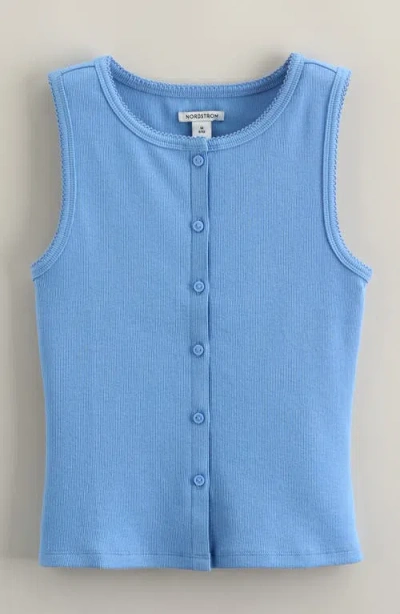 Nordstrom Kids' Stretch Cotton Rib Tank In Blue