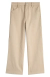 Nordstrom Kids' Stretch Twill Crop Wide Leg Pants In Beige Hummus