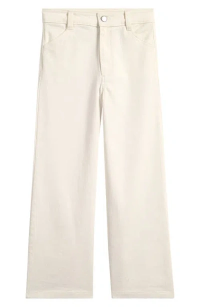 Nordstrom Kids' Stretch Twill Crop Wide Leg Pants In Ivory Egret