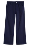 Nordstrom Kids' Stretch Twill Crop Wide Leg Pants In Navy Peacoat