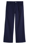 Nordstrom Kids' Stretch Twill Crop Wide Leg Pants In Navy Peacoat
