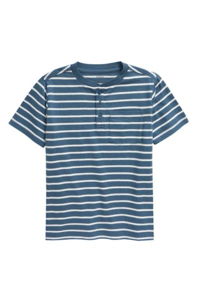Nordstrom Kids' Stripe Pocket Henley In Blue Del Mar Preppy Stripe