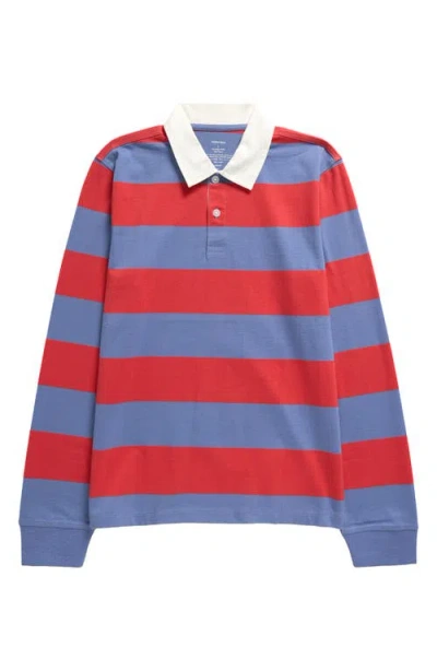 Nordstrom Kids' Stripe Rugby Shirt In Blue Colony- Red Kal Stripe