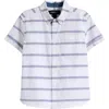 NORDSTROM NORDSTROM KIDS' STRIPE SHORT SLEEVE COTTON BUTTON-DOWN SHIRT