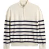 Nordstrom Kids' Stripe Cotton Half Zip Sweater In Ivory Egret- Navy Grant Stripe