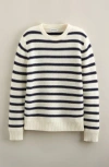 Nordstrom Kids' Textured Stripe Cotton Blend Crewneck Sweater In White