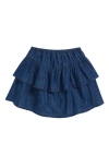 Nordstrom Kids' Tiered Denim Skort In Sapphire Blue Wash