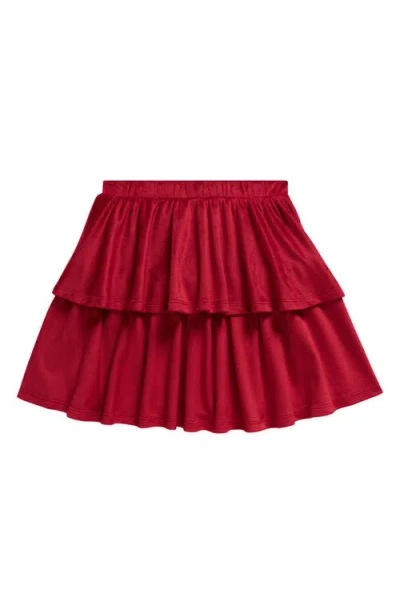 Nordstrom Kids' Tiered Velour Skirt In Red Rio