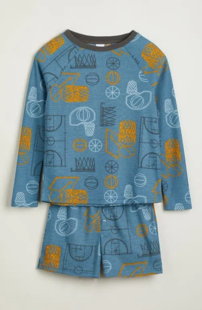 Nordstrom Kids' Two-piece Henley Short Pajamas In Blue